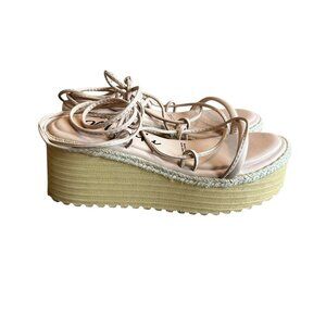 Meraki Misty Lace-Up Platform Sandals Strappy Light Pink High Heel Size 8 Womens